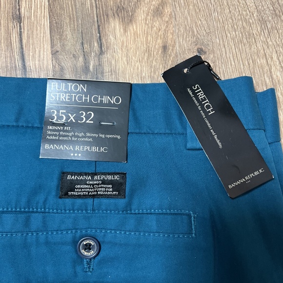 Banana Republic Men's Fulton Stretch Chino Skinny Fit Pants Teal NWT - Picture 2 of 4